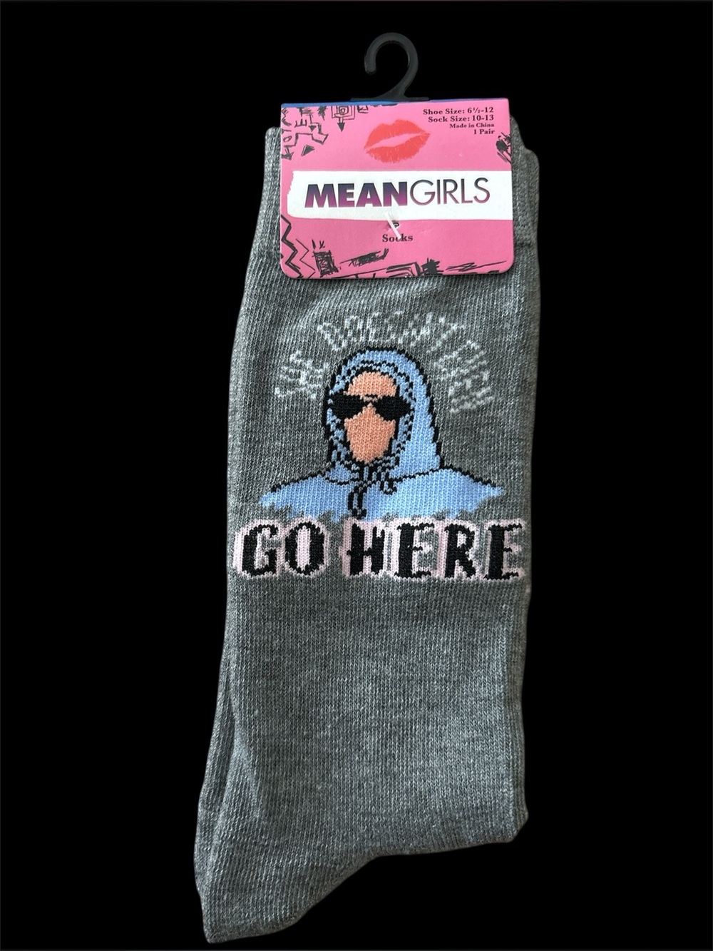 “She Doesn’t Even Go Here" Gray Novelty Socks
